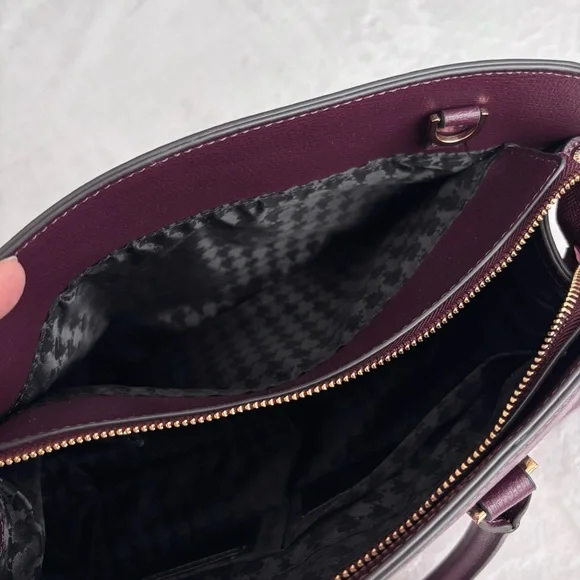 KARL LAGERFELD Simone Suede Leather Top Handle Raisin Satchel Crossbody--NWT - Picture 10 of 16